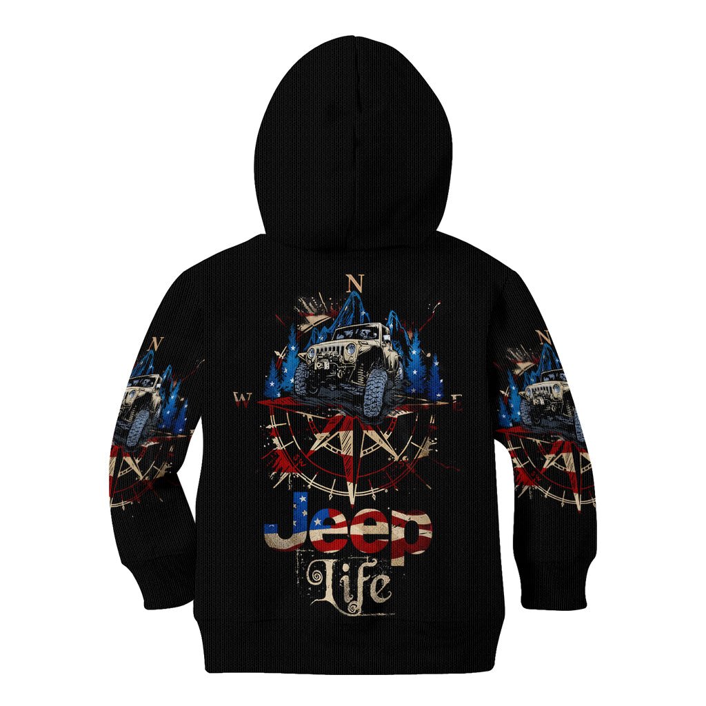Adventure Jeep Kid Hoodie Compass Jeep Life DT01 - The Mazicc - Hoodie - Toddler 2T - Black
