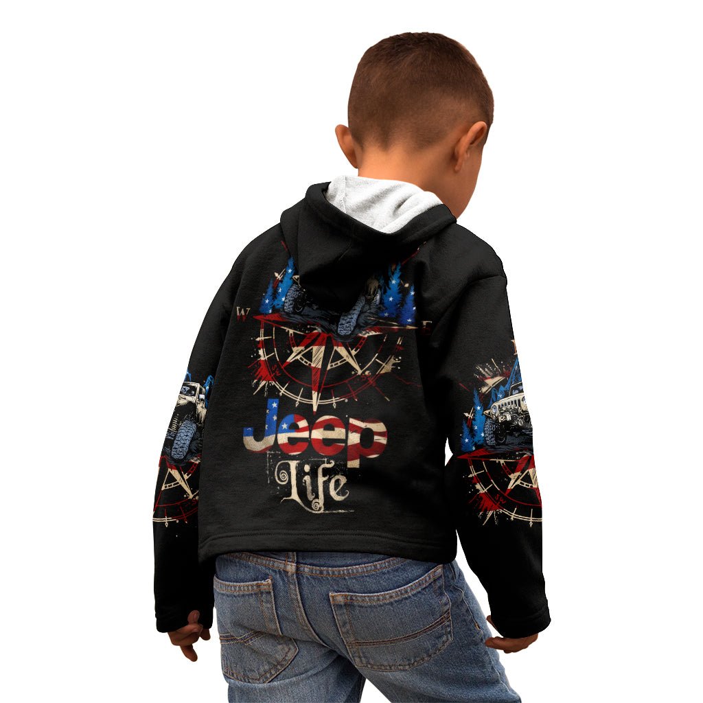 Adventure Jeep Kid Hoodie Compass Jeep Life DT01 - The Mazicc - Zip Hoodie - Toddler 2T - Black