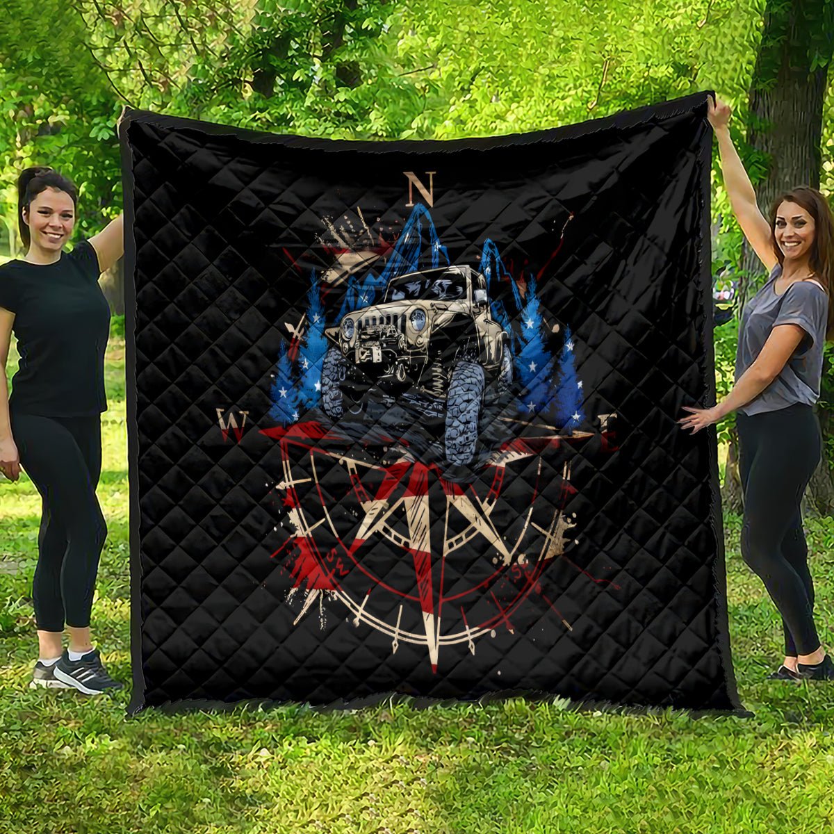Adventure Jeep Quilt Compass Jeep Life DT01 - The Mazicc - Single - 130cm x 150cm - Black