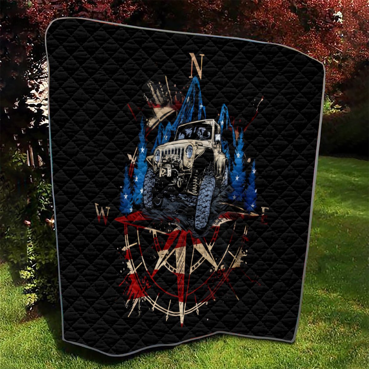 Adventure Jeep Quilt Compass Jeep Life DT01 - The Mazicc - Single - 130cm x 150cm - Black