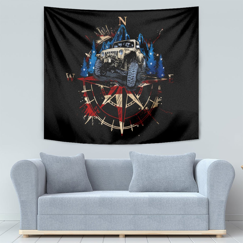 Adventure Jeep Tapestry Compass Jeep Life DT01 - The Mazicc - XS - 60 x 138 cm - Black