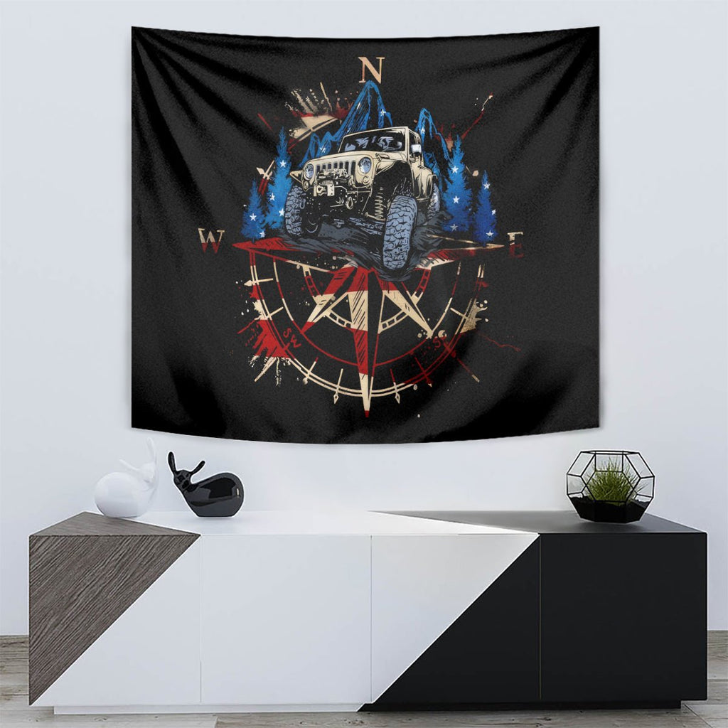 Adventure Jeep Tapestry Compass Jeep Life DT01 - The Mazicc - XS - 60 x 138 cm - Black