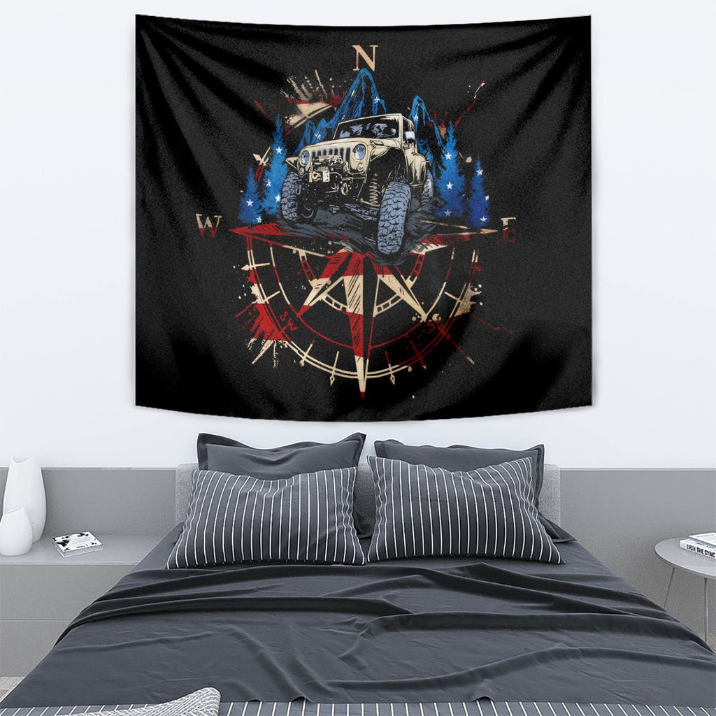 Adventure Jeep Tapestry Compass Jeep Life DT01 - The Mazicc - XS - 60 x 138 cm - Black