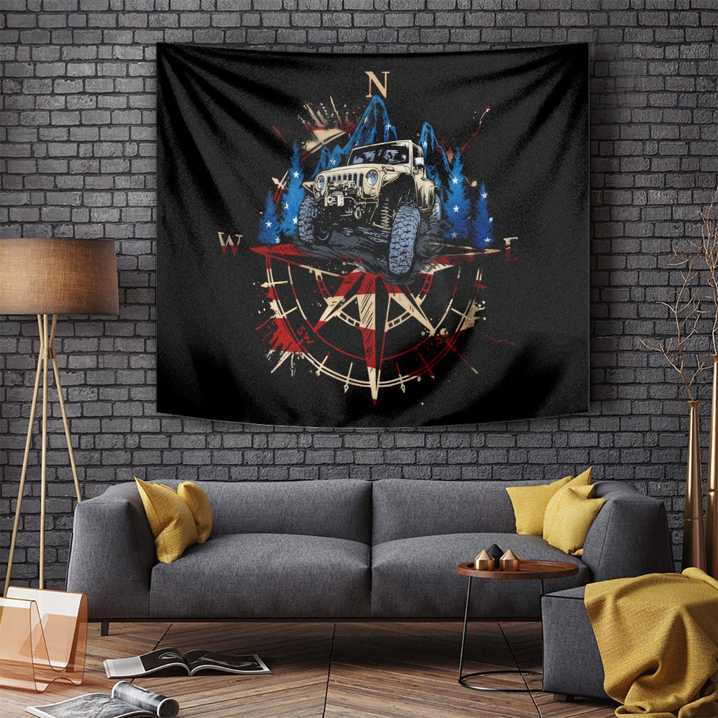 Adventure Jeep Tapestry Compass Jeep Life DT01 - The Mazicc - XS - 60 x 138 cm - Black