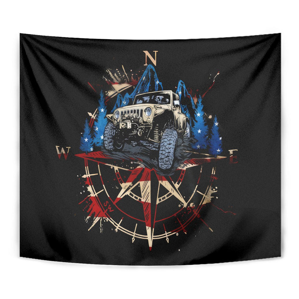 Adventure Jeep Tapestry Compass Jeep Life DT01 - The Mazicc - XS - 60 x 138 cm - Black