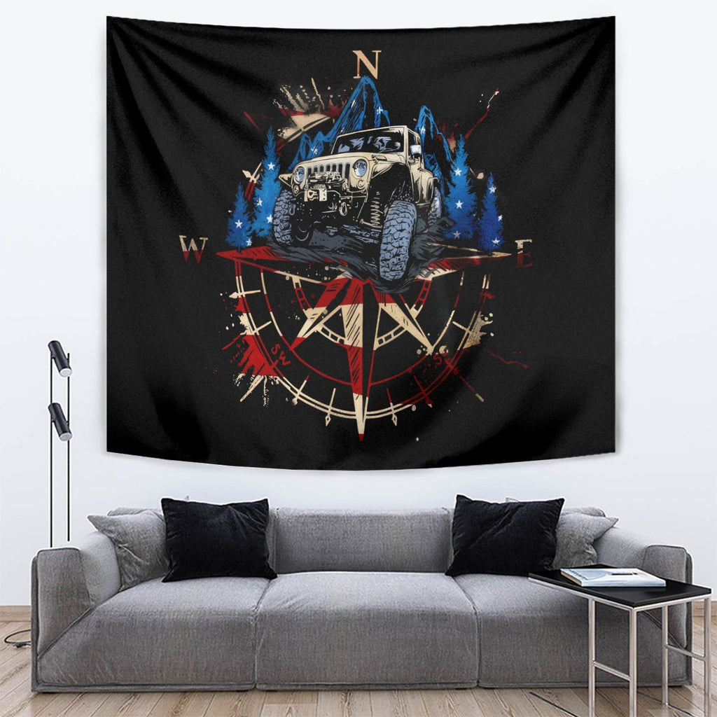 Adventure Jeep Tapestry Compass Jeep Life DT01 - The Mazicc - XS - 60 x 138 cm - Black