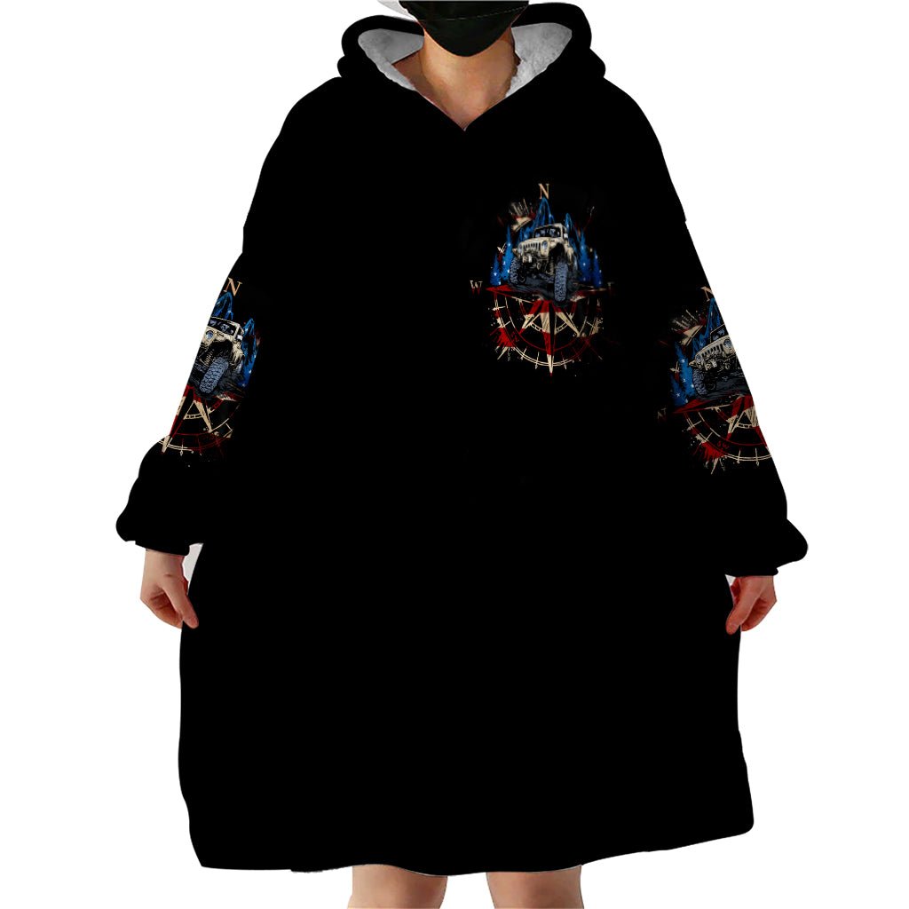 Adventure Jeep Wearable Blanket Hoodie Compass Jeep Life DT01 - The Mazicc - Adult - One Size - Black