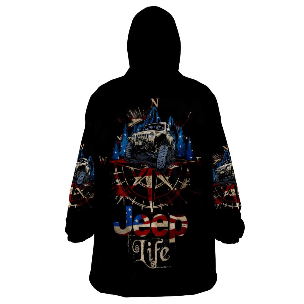 Adventure Jeep Wearable Blanket Hoodie Compass Jeep Life DT01 - The Mazicc - Adult - One Size - Black