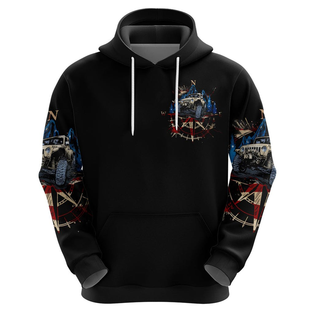 Adventure Jeep Zip Hoodie Compass Jeep Life DT01 - The Mazicc - Pullover Hoodie - S - Black