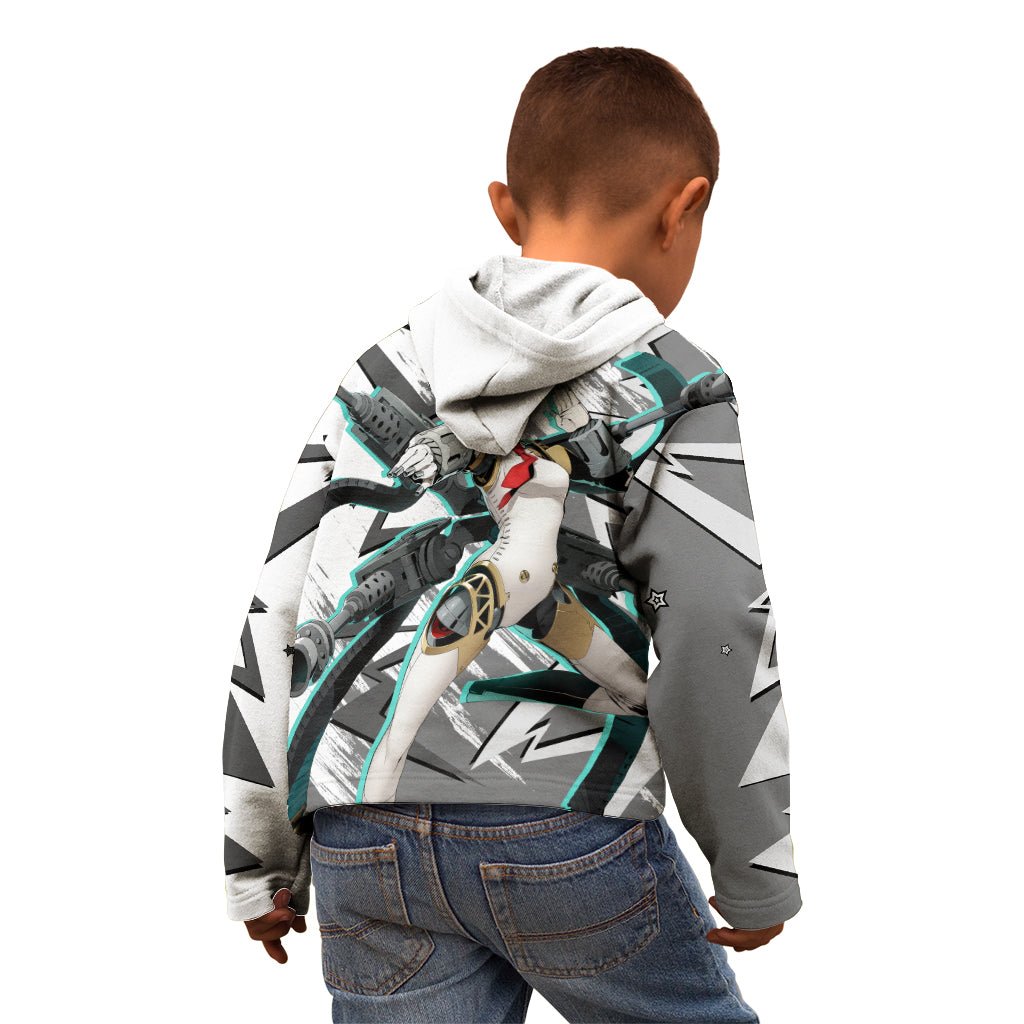 Aigis Persona Kid Hoodie Anime Mix Polygon Cyber Style TS04 - The Mazicc - Zip Hoodie - Toddler 2T - Multicolor