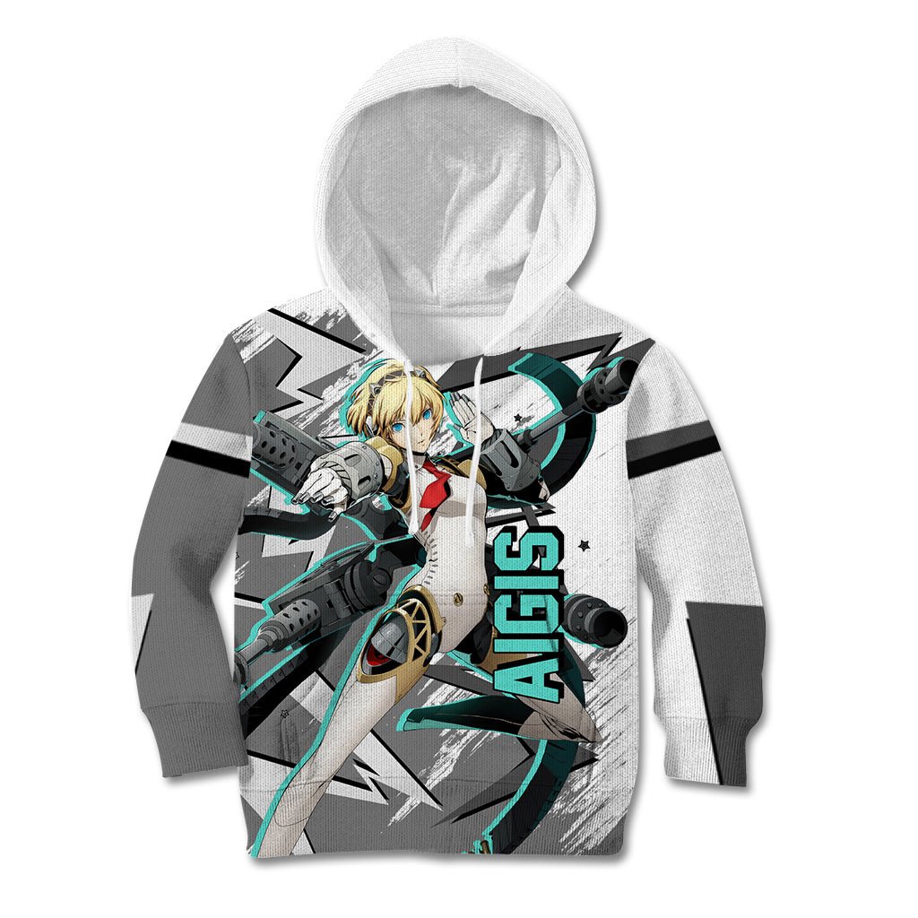 Aigis Persona Kid Hoodie Anime Mix Polygon Cyber Style TS04 - The Mazicc - Hoodie - Toddler 2T - Multicolor
