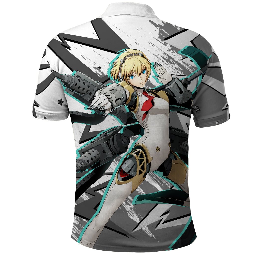 Aigis Persona Polo Shirt Anime Mix Polygon Cyber Style TS04 - The Mazicc - Adult - S - Multicolor