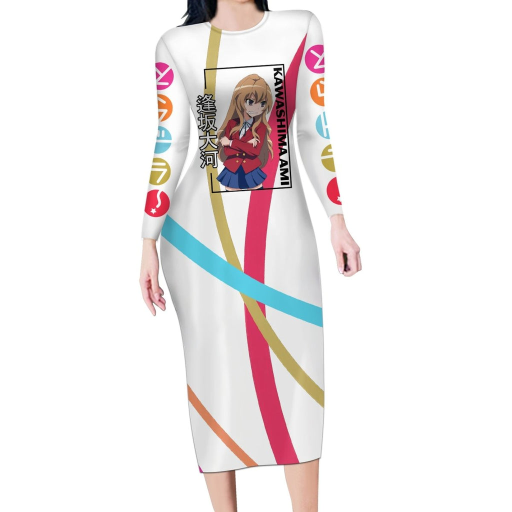 Aisaka Taiga Long Sleeve Bodycon Dress Toradora Anime Style TS04 - The Mazicc - Long Dress - S - White