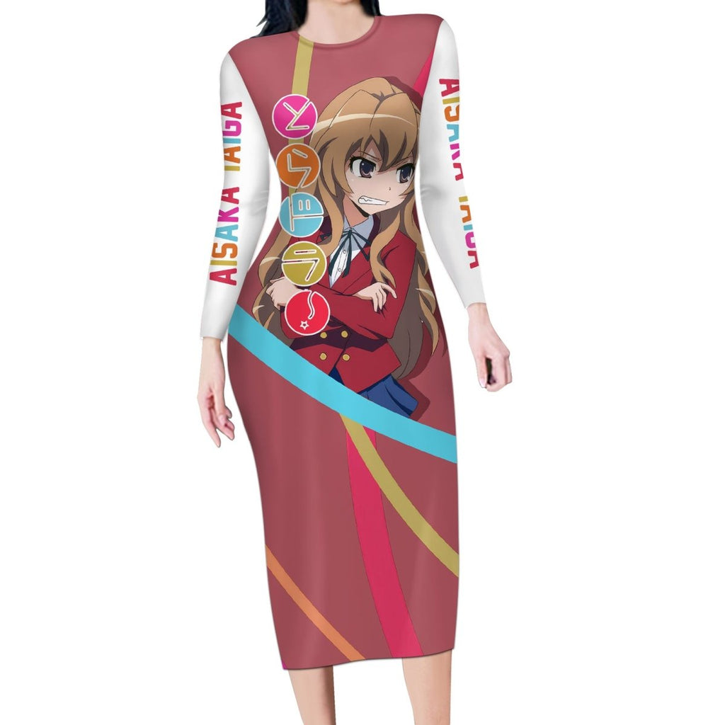 Aisaka Taiga Long Sleeve Bodycon Dress Toradora TS04 - The Mazicc - Long Dress - S - Red/White