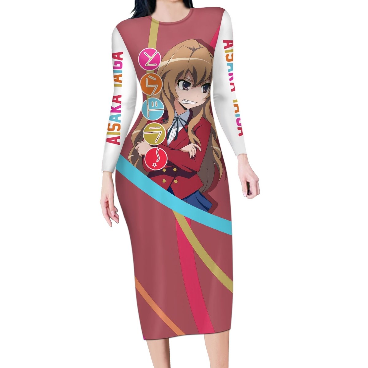 Aisaka Taiga Long Sleeve Bodycon Dress Toradora TS04 - The Mazicc - Long Dress - S - Red/White