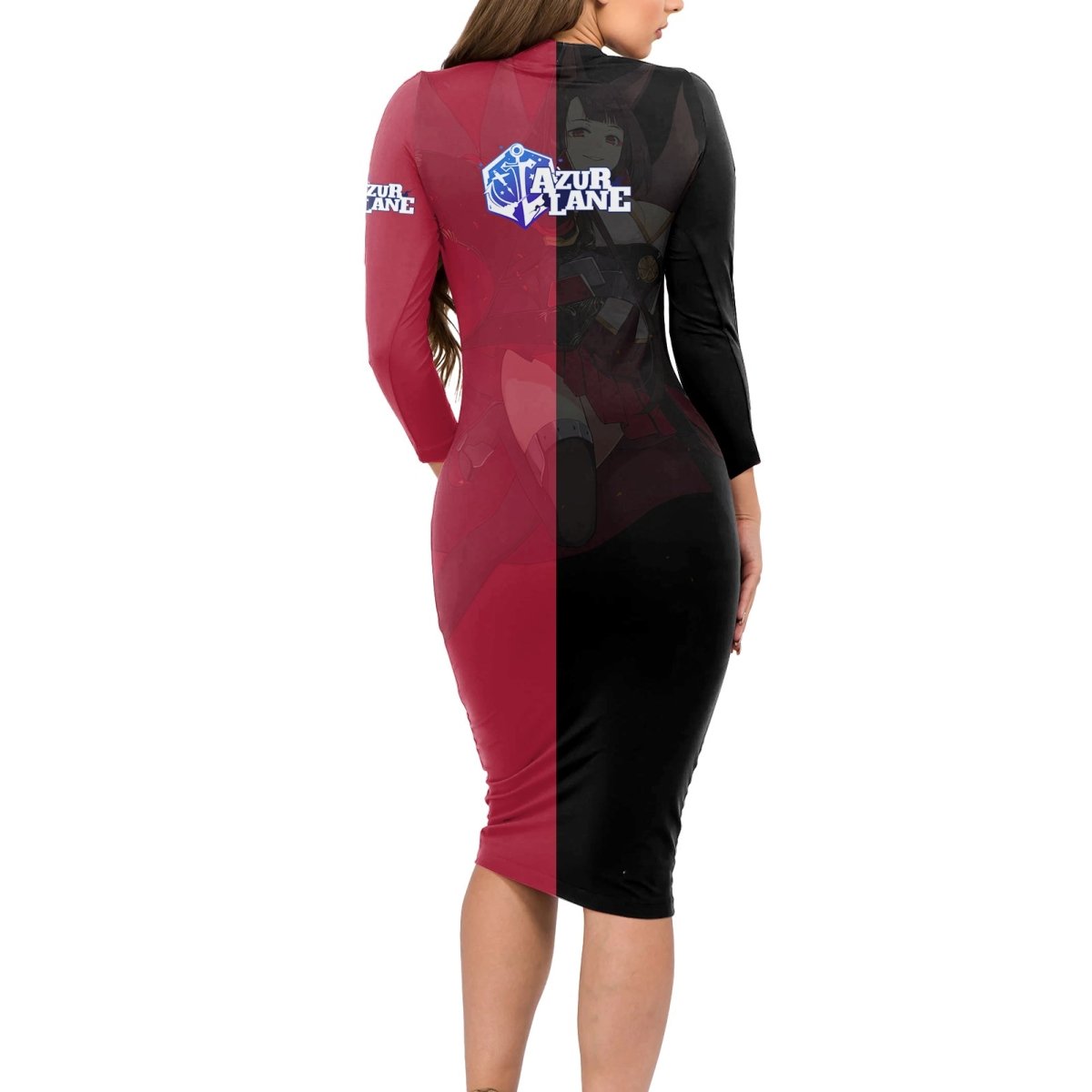 Akagi - Azur Lane Long Sleeve Bodycon Dress Anime Game Style TS04 - The Mazicc - Long Dress - S - Black/Red