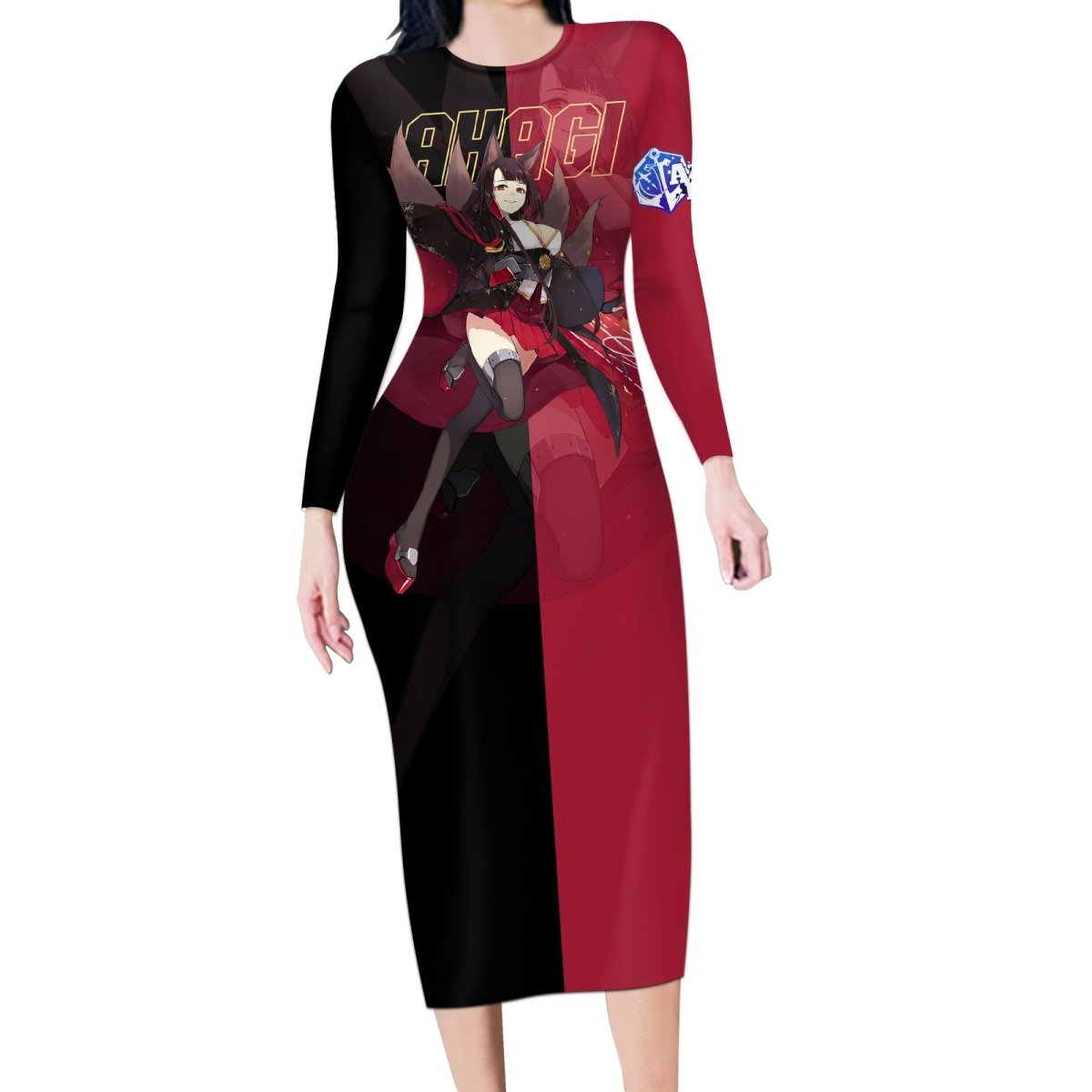Akagi - Azur Lane Long Sleeve Bodycon Dress Anime Game Style TS04 - The Mazicc - Long Dress - S - Black/Red