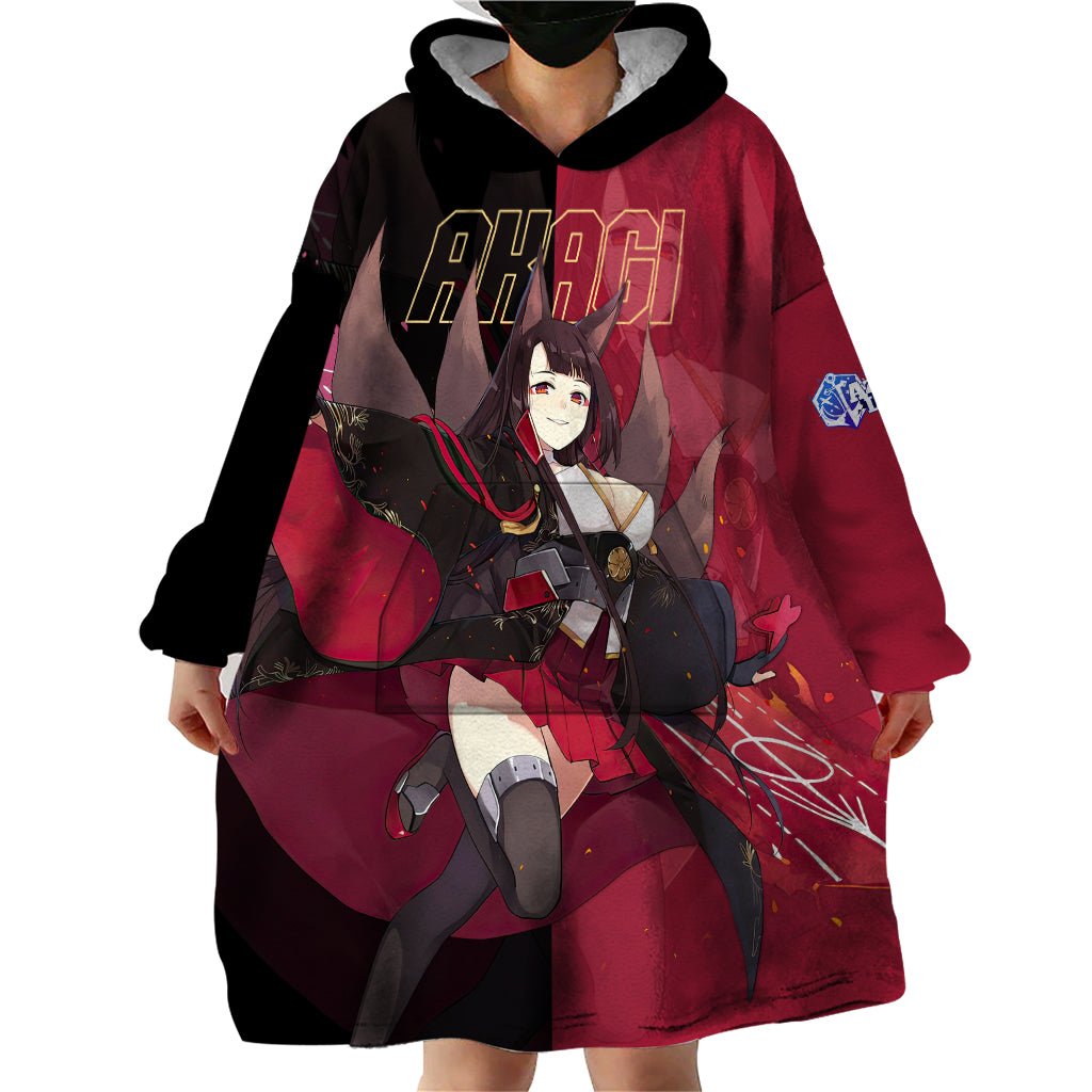 Akagi - Azur Lane Wearable Blanket Hoodie Anime Game Style TS04 - The Mazicc - Adult - One Size - Black/Red