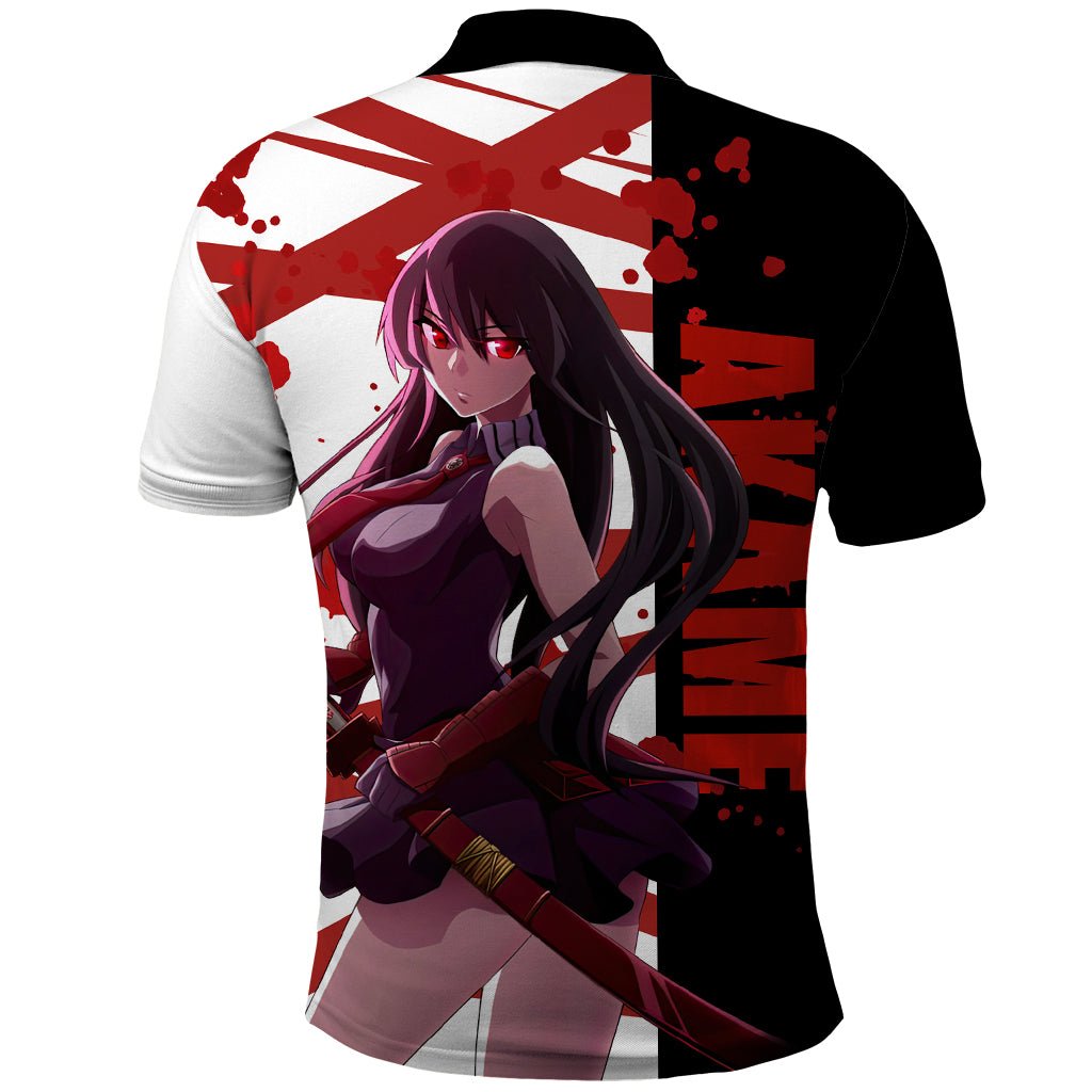Akame - Akame ga Kill Polo Shirt Anime Mix Grunge Blood Style TS04 - The Mazicc - Adult - S - Black/White