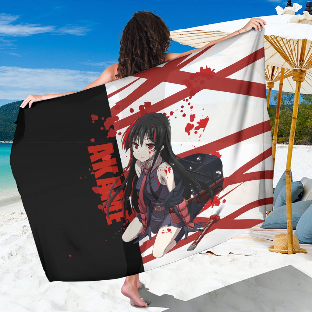 Akame - Akame ga Kill Sarong Anime Mix Grunge Blood Style TS04 - The Mazicc - One Size - 44 x 66 inches - Black/White