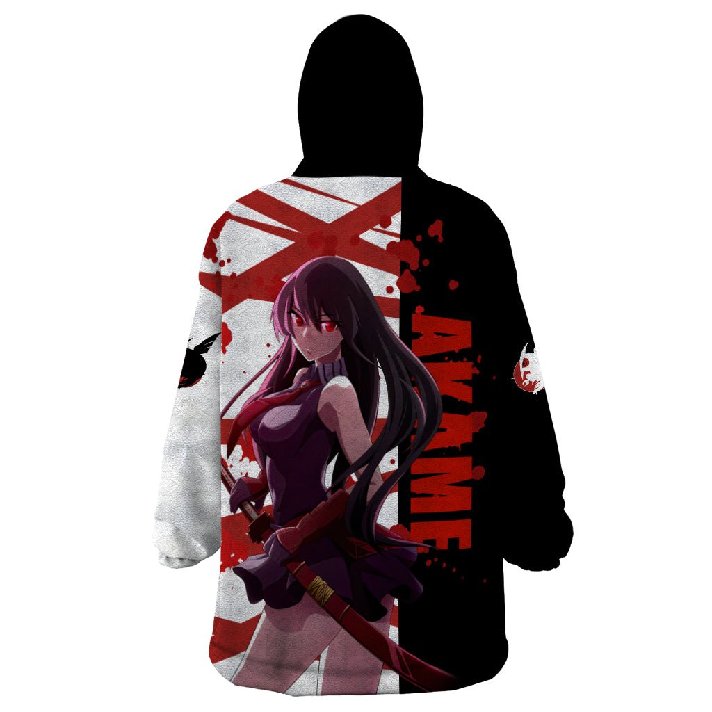 Akame - Akame ga Kill Wearable Blanket Hoodie Anime Mix Grunge Blood Style TS04 - The Mazicc - Adult - One Size - Black/White