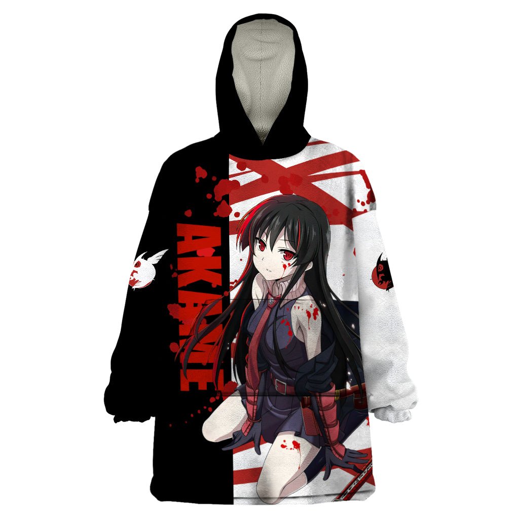 Akame - Akame ga Kill Wearable Blanket Hoodie Anime Mix Grunge Blood Style TS04 - The Mazicc - Adult - One Size - Black/White