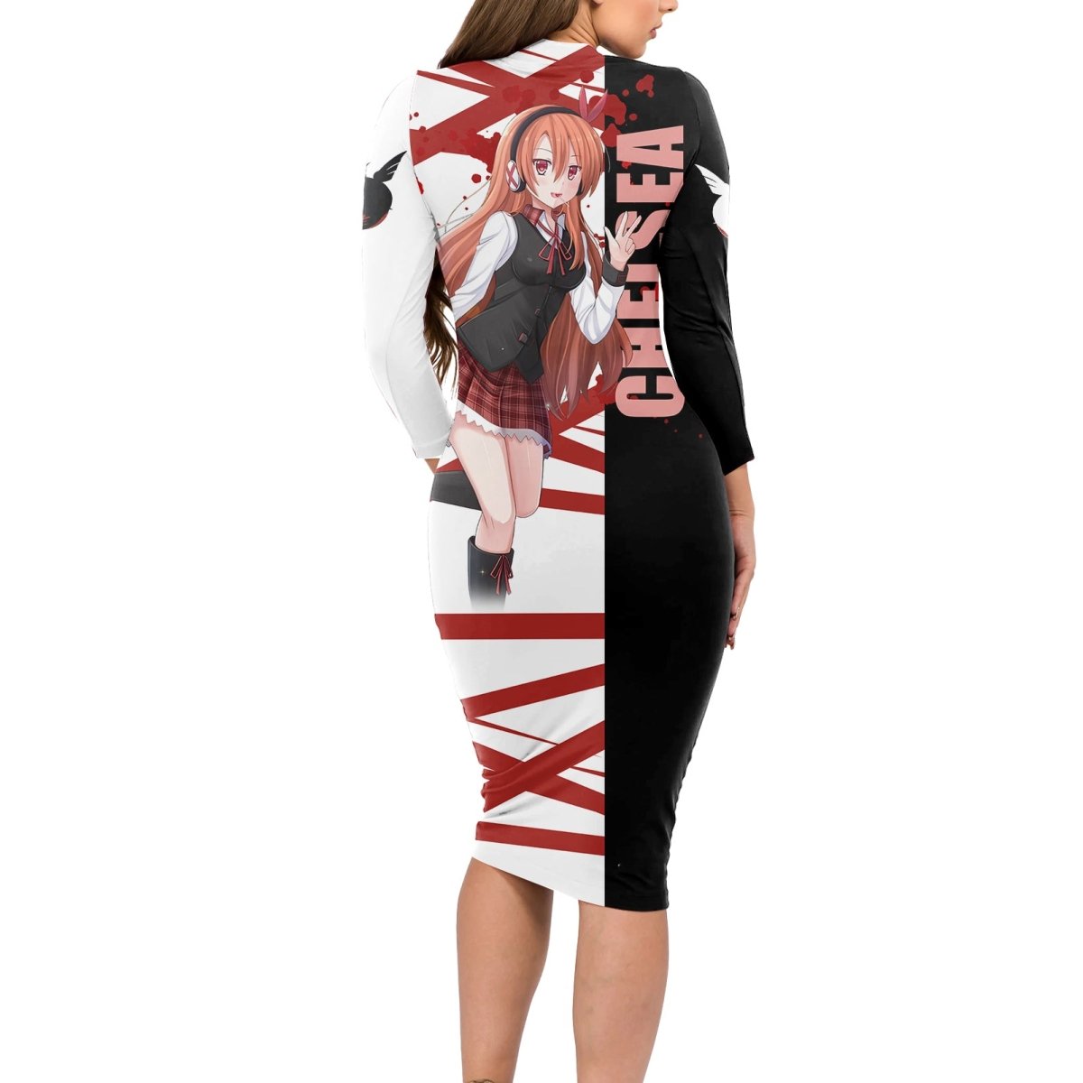 Akame Chelsea Anime Long Sleeve Bodycon Dress Akame ga Kill TS04 - The Mazicc - Long Dress - S - Black/White
