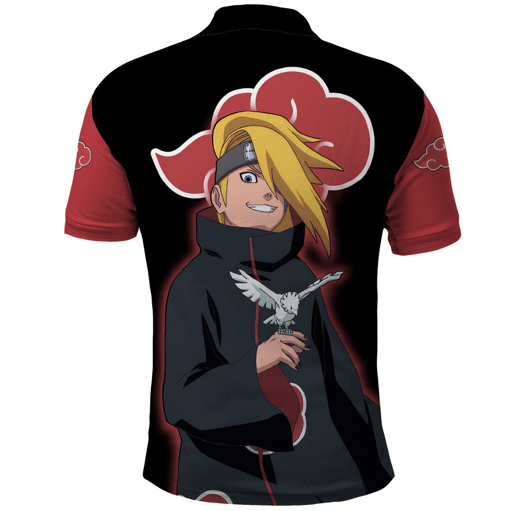 Akatsuki Deidara Polo Shirt Naruto TS04 - The Mazicc - Adult - S - Black/Red