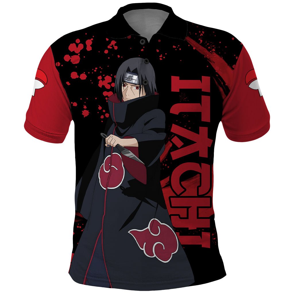 Akatsuki Itachi Polo Shirt Naruto TS04 - The Mazicc - Adult - S - Black/Red