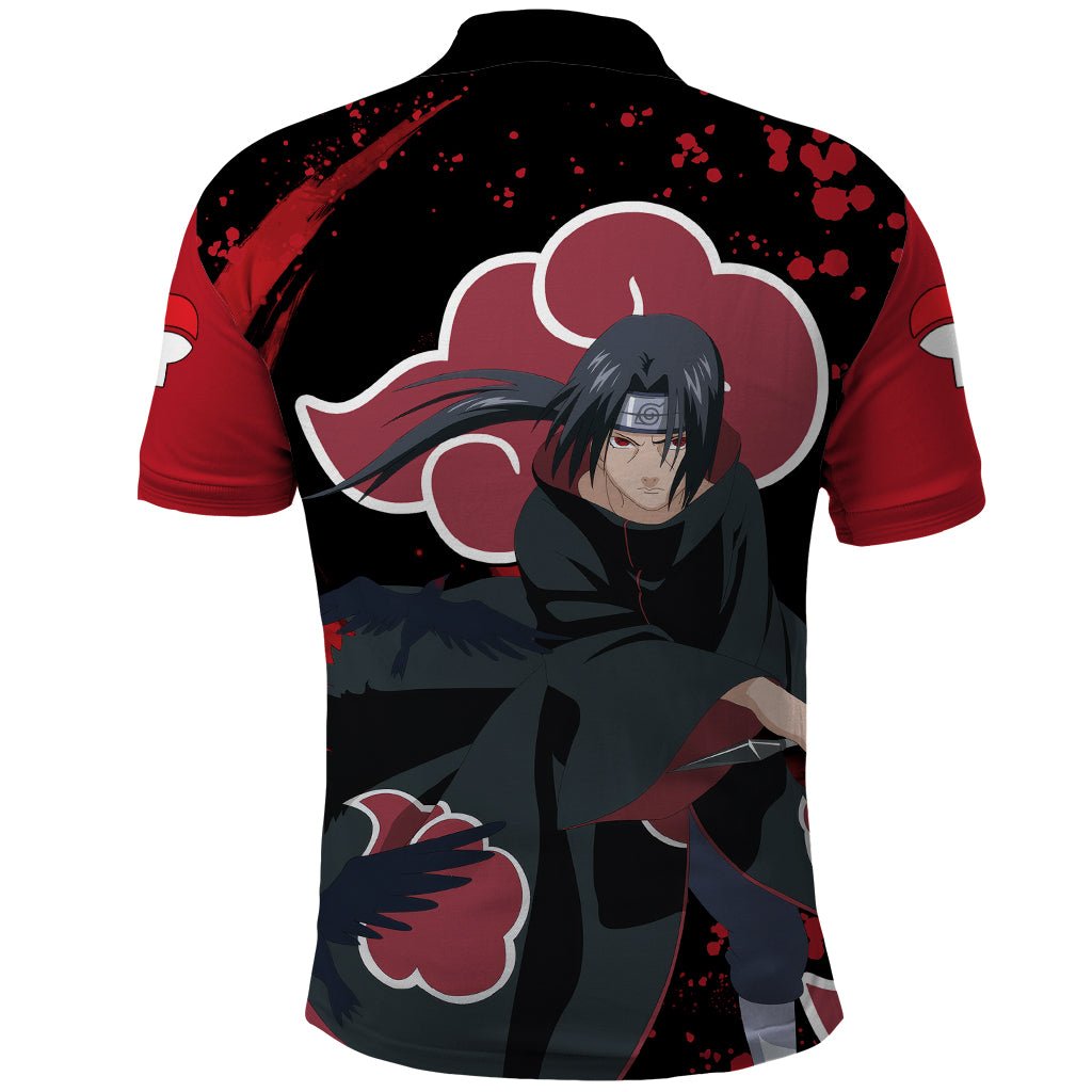 Akatsuki Itachi Polo Shirt Naruto TS04 - The Mazicc - Adult - S - Black/Red