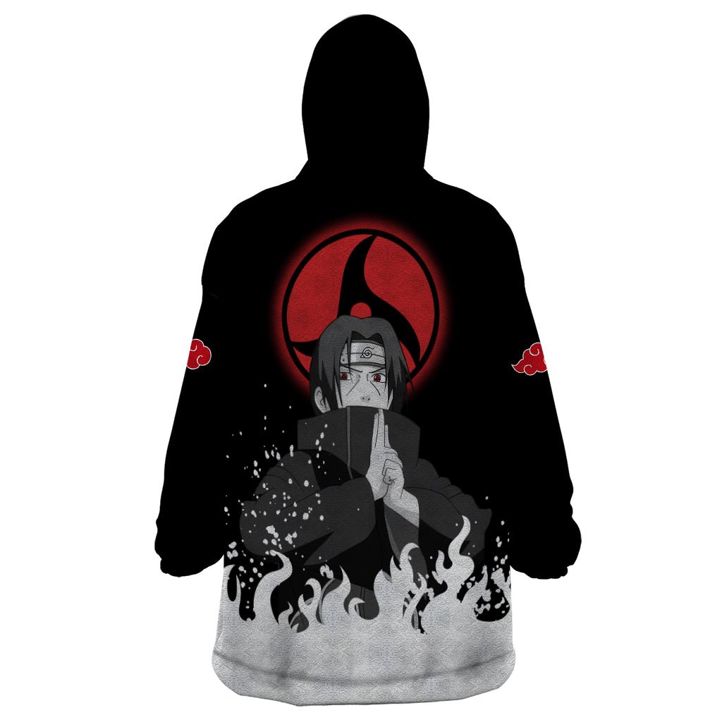 Akatsuki Itachi Uchiha Akatsuki Itachi Uchiha Wearable Blanket Hoodie TS04 - The Mazicc - Adult - One Size - Black
