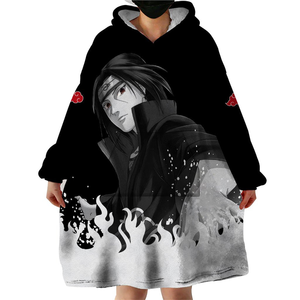 Akatsuki Itachi Uchiha Akatsuki Itachi Uchiha Wearable Blanket Hoodie TS04 - The Mazicc - Adult - One Size - Black