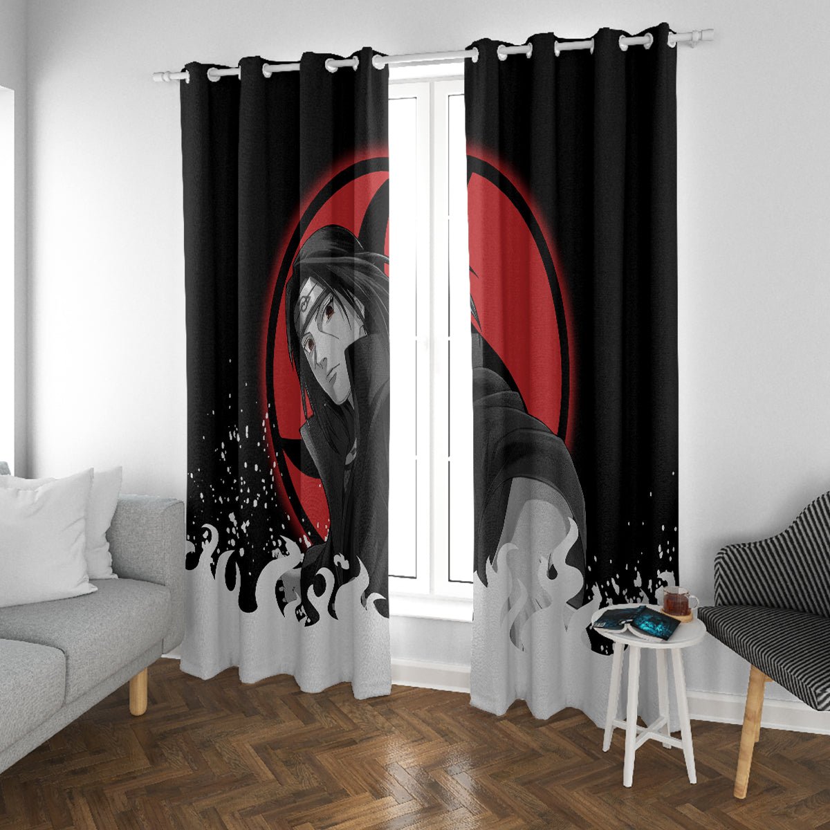 Akatsuki Itachi Uchiha Akatsuki Itachi Uchiha Window Curtain TS04 - The Mazicc - With Grommets - 107cm x 213cm - Black