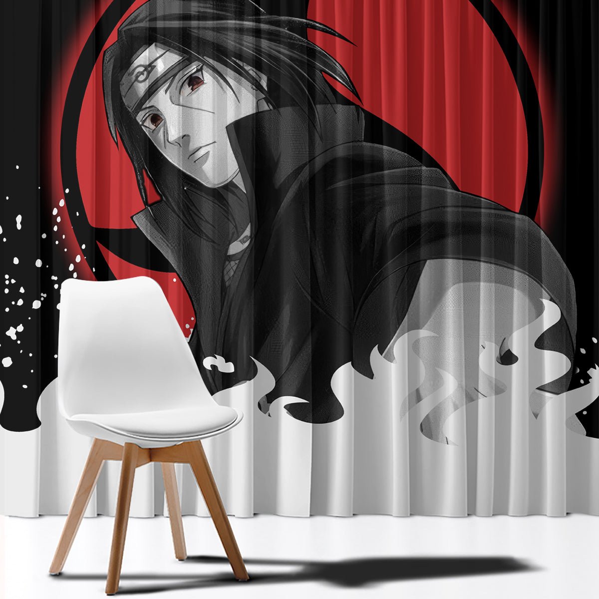Akatsuki Itachi Uchiha Akatsuki Itachi Uchiha Window Curtain TS04 - The Mazicc - With Hooks - 107cm x 213cm - Black