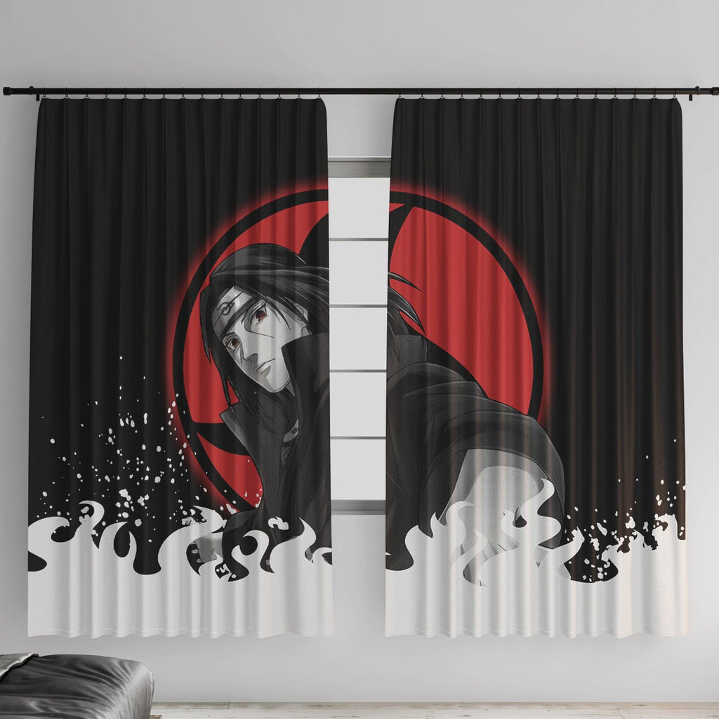 Akatsuki Itachi Uchiha Akatsuki Itachi Uchiha Window Curtain TS04 - The Mazicc - With Hooks - 107cm x 213cm - Black