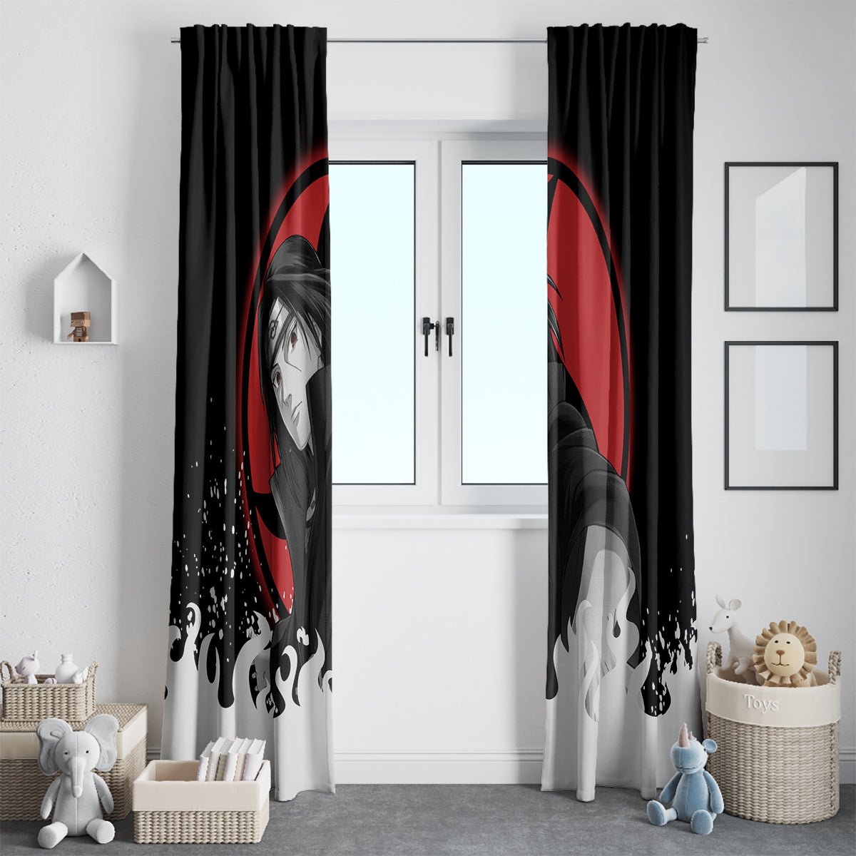 Akatsuki Itachi Uchiha Akatsuki Itachi Uchiha Window Curtain TS04 - The Mazicc - With Hooks - 107cm x 213cm - Black