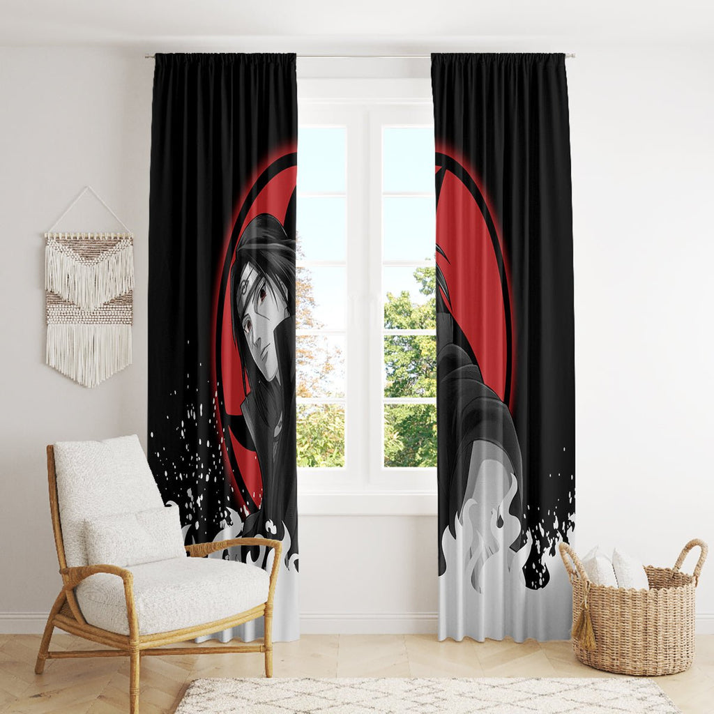 Akatsuki Itachi Uchiha Akatsuki Itachi Uchiha Window Curtain TS04 - The Mazicc - With Hooks - 107cm x 213cm - Black