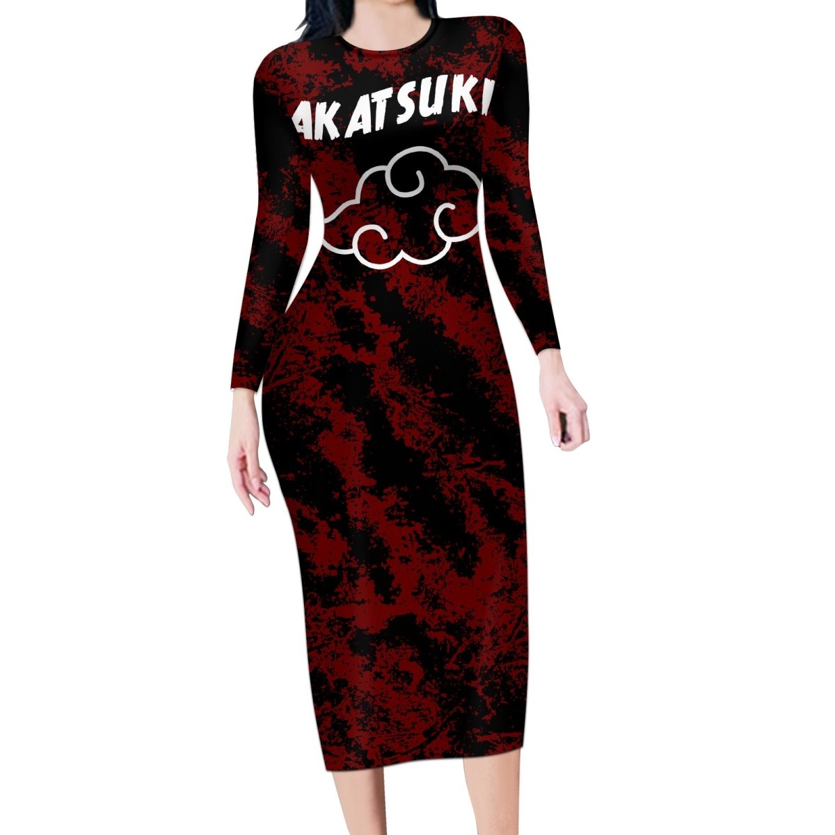 Akatsuki Madara Uchiha Long Sleeve Bodycon Dress TS04 - The Mazicc - Long Dress - S - Multicolor