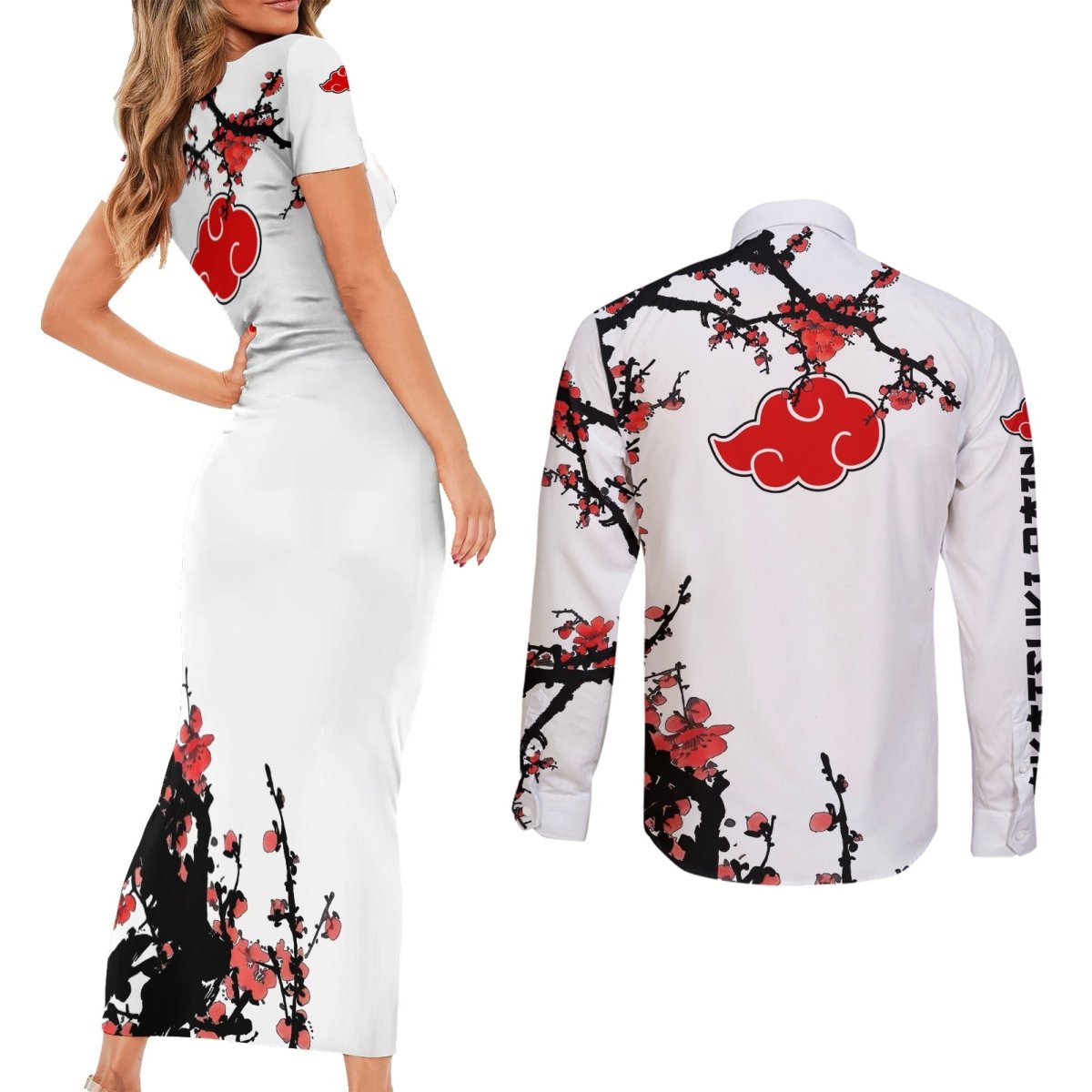 Akatsuki Pain - Anime Japan Styles Couples Matching Short Sleeve Bodycon Dress and Long Sleeve Button Shirt TS04 - The Mazicc - S - S - White