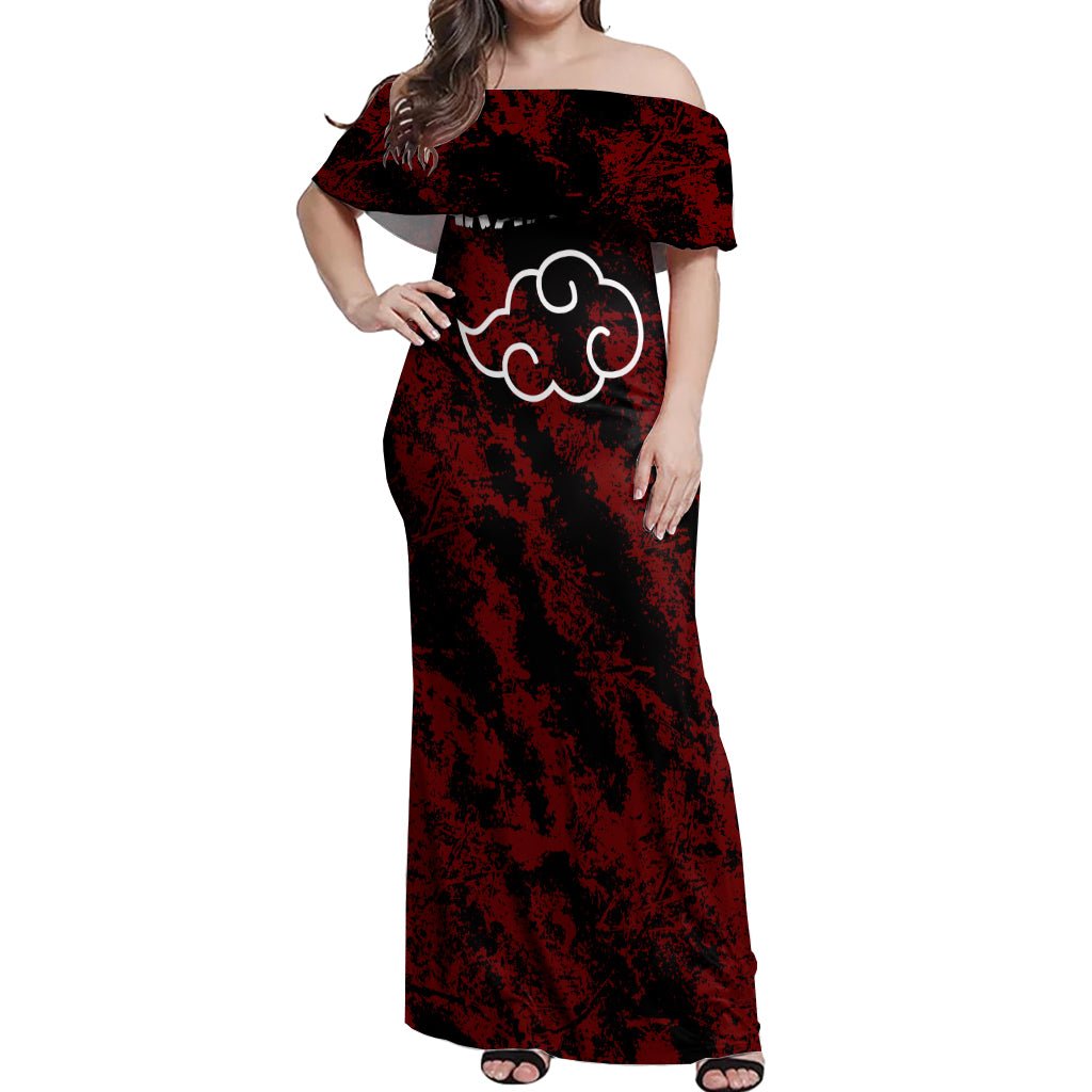 Akatsuki Pain - Anime Tie - Dye Style Off Shoulder Maxi Dress TS04 - The Mazicc - Women - S - Multicolor