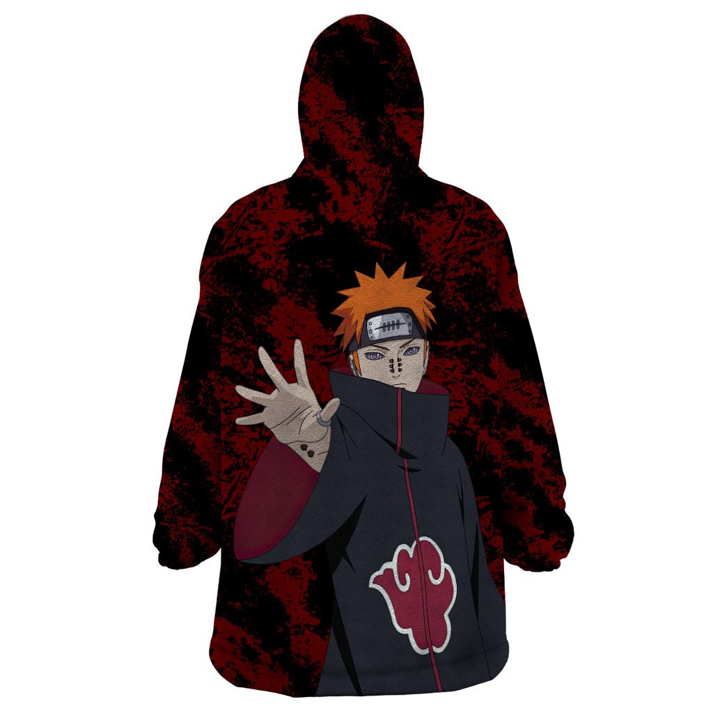 Akatsuki Pain - Anime Tie - Dye Style Wearable Blanket Hoodie TS04 - The Mazicc - Adult - One Size - Multicolor