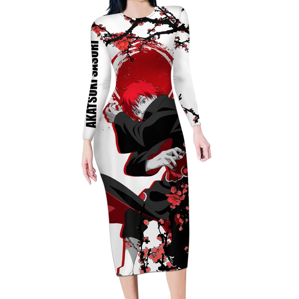 Akatsuki Sasori - Japan Style Anime Long Sleeve Bodycon Dress TS04 - The Mazicc - Long Dress - S - White