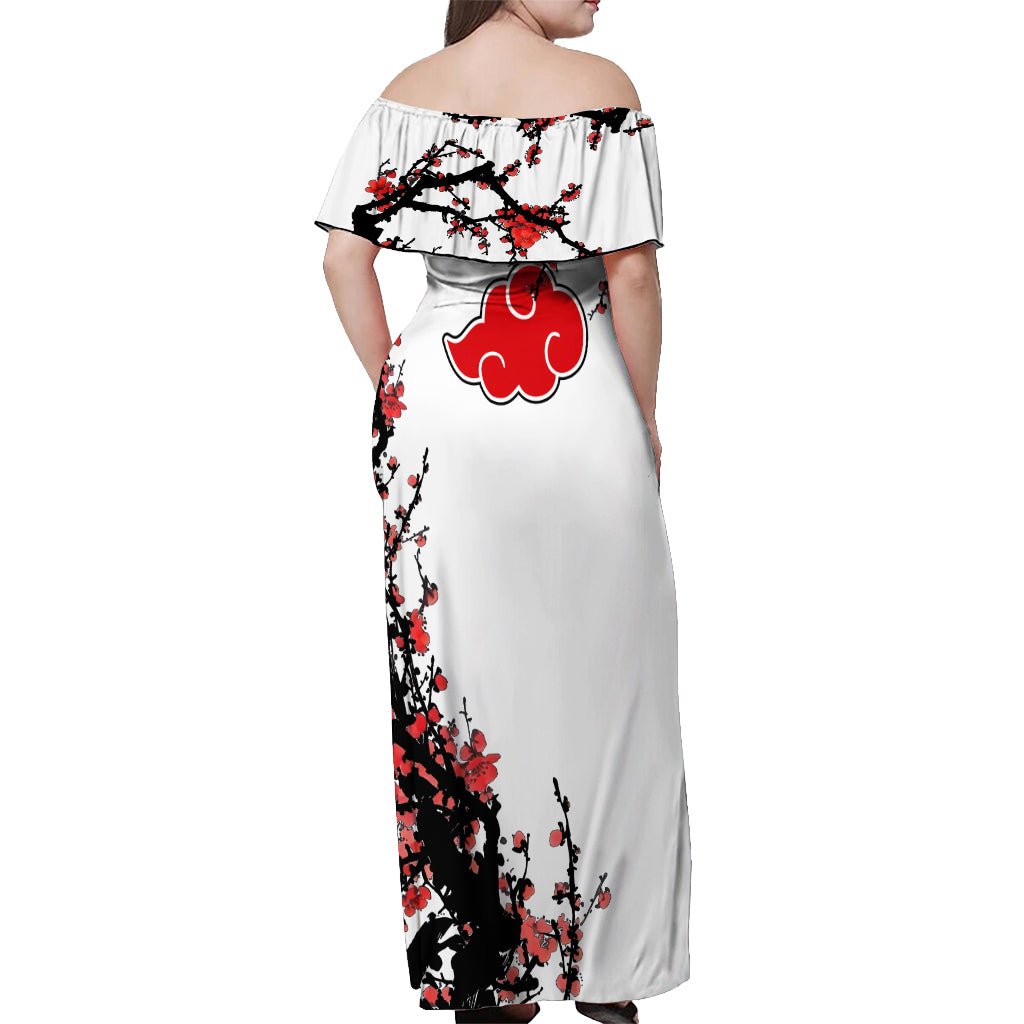 Akatsuki Sasori - Japan Style Anime Off Shoulder Maxi Dress TS04 - The Mazicc - Women - S - White