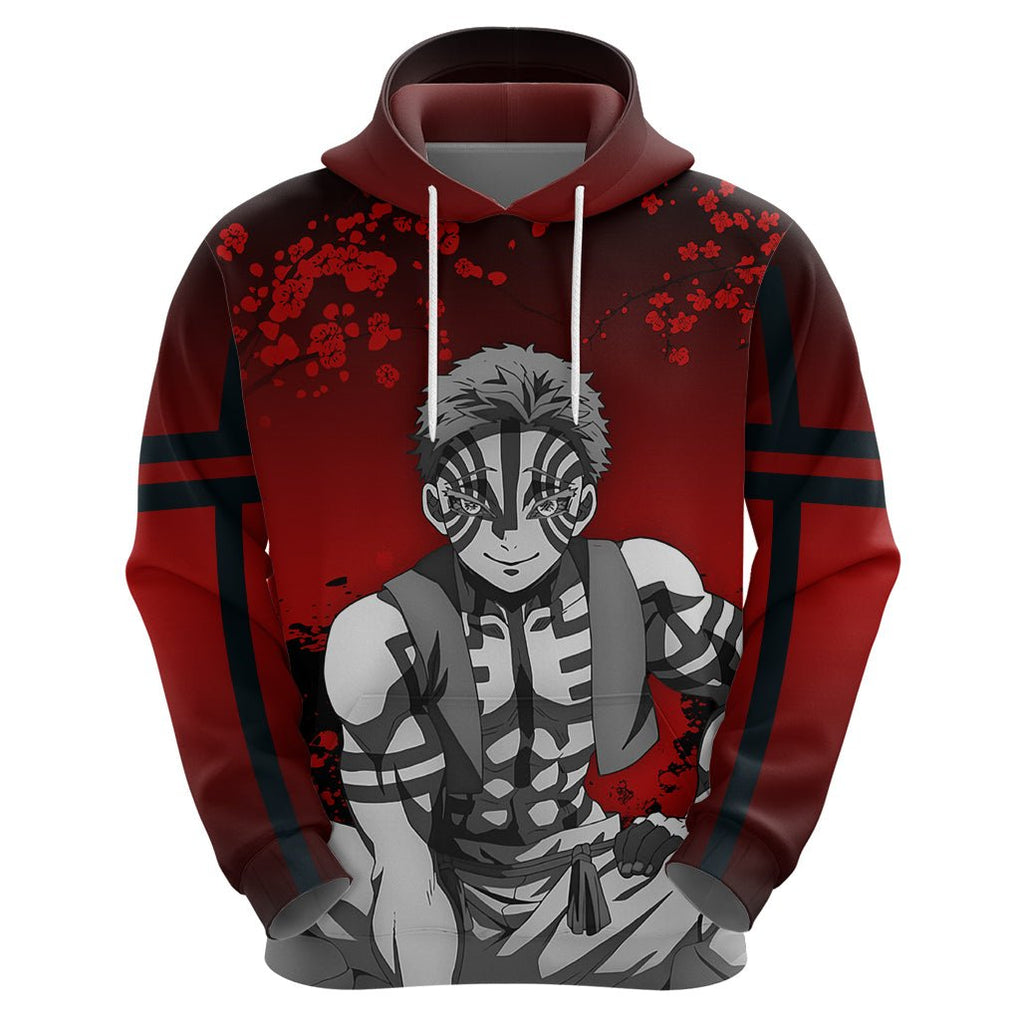 Akaza Demon Slayer Hoodie Japan Art TS04 - The Mazicc - Zip Hoodie - S - Red