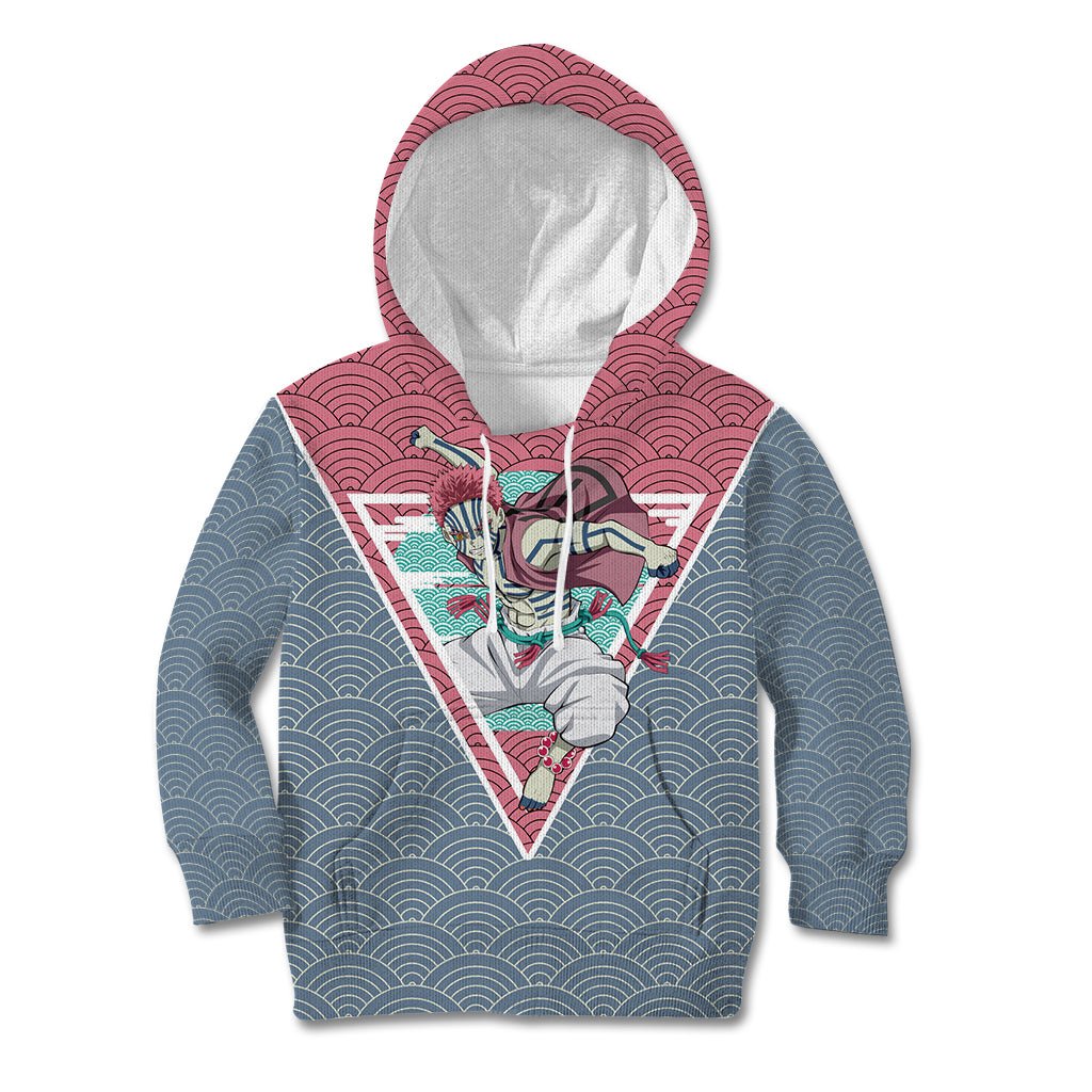 Akaza - Demons Layer Kid Hoodie Anime Mix Japan Pattern Style TS04 - The Mazicc - Hoodie - Toddler 2T - Gray/Red