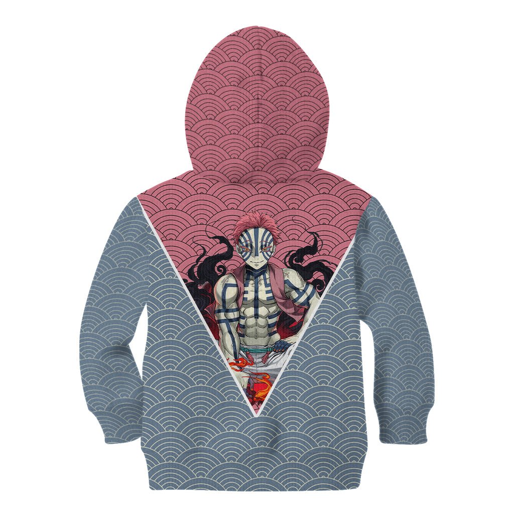 Akaza - Demons Layer Kid Hoodie Anime Mix Japan Pattern Style TS04 - The Mazicc - Hoodie - Toddler 2T - Gray/Red