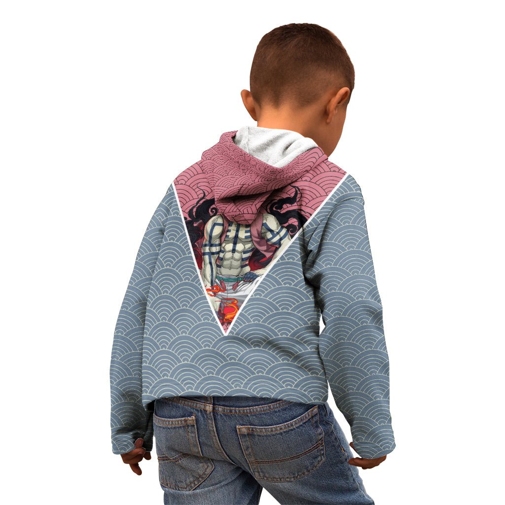 Akaza - Demons Layer Kid Hoodie Anime Mix Japan Pattern Style TS04 - The Mazicc - Zip Hoodie - Toddler 2T - Gray/Red