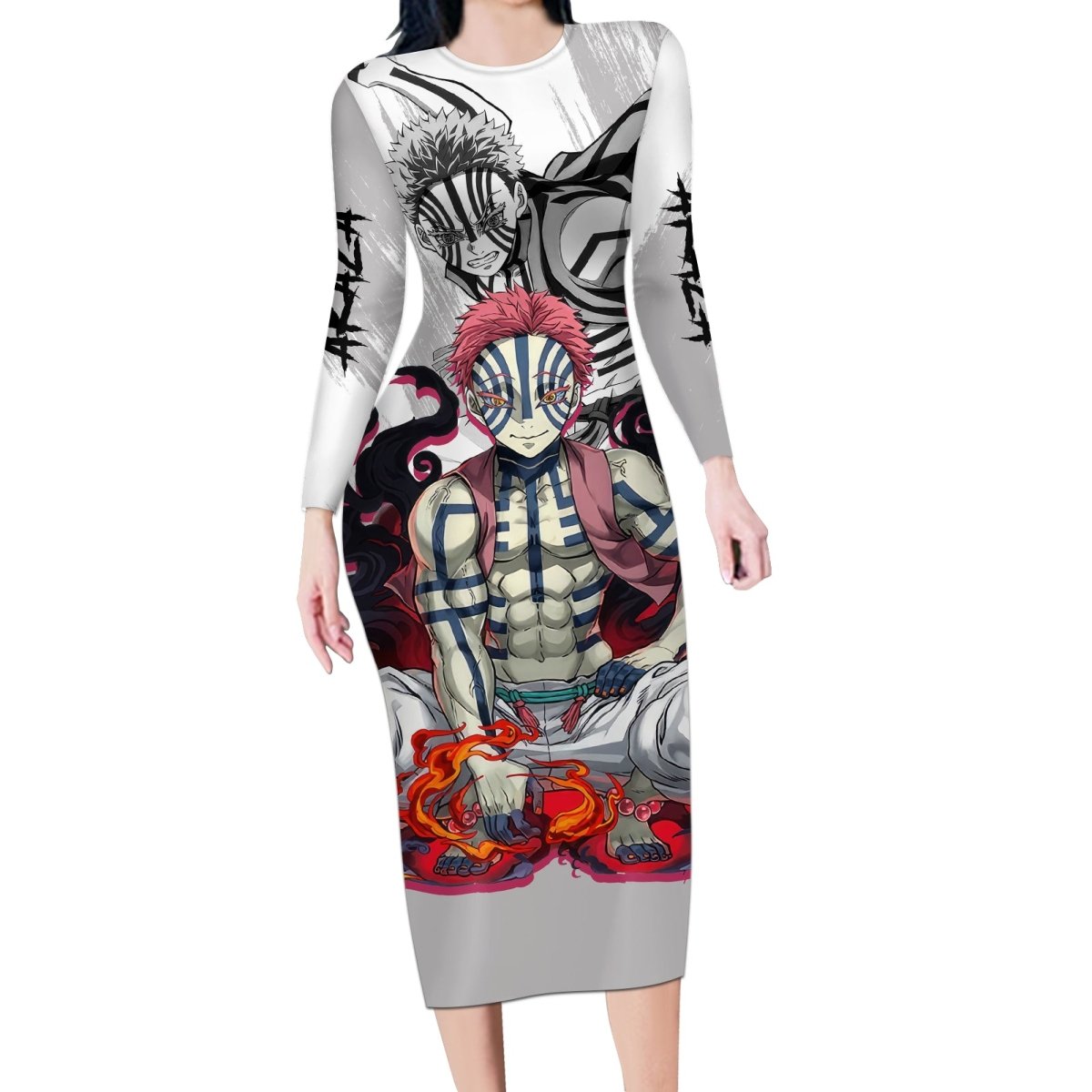 Akaza Long Sleeve Bodycon Dress Demon Slayer TS04 - The Mazicc - Long Dress - S - White