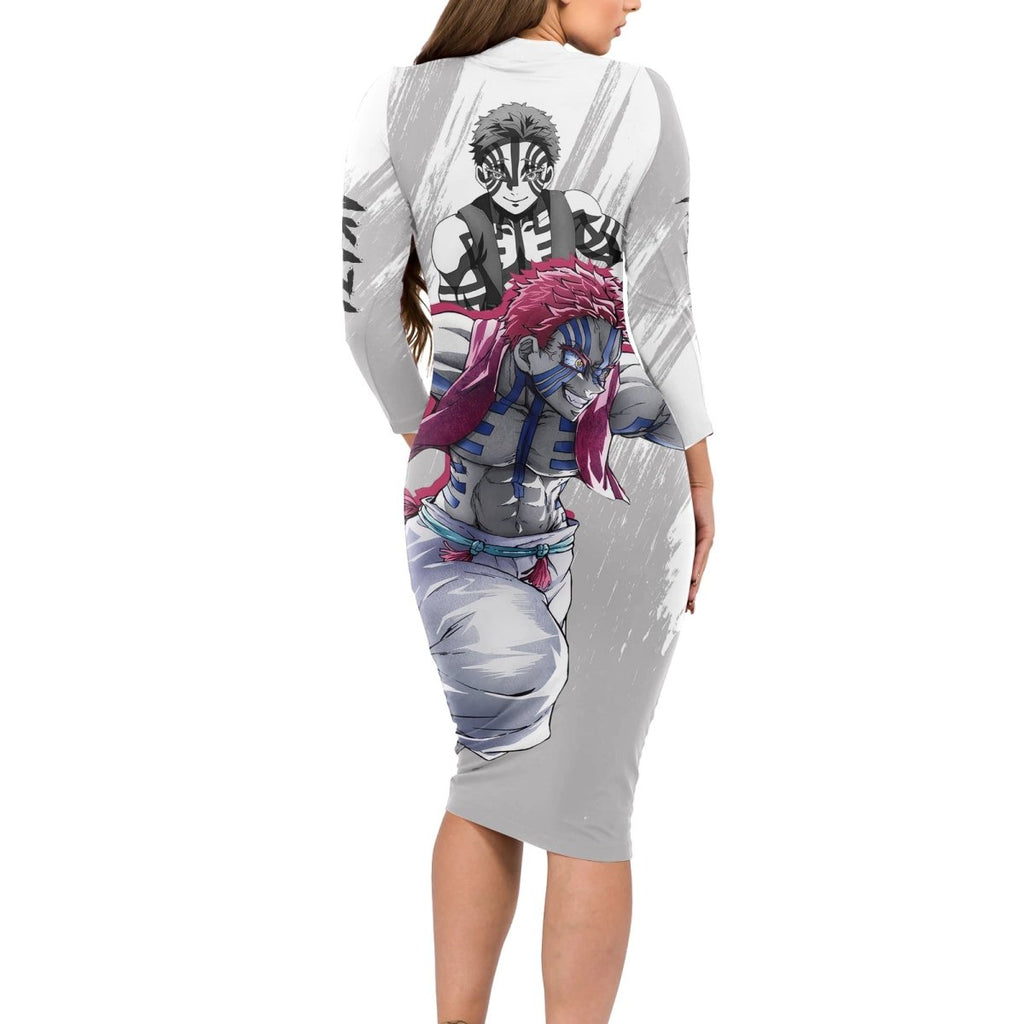 Akaza Long Sleeve Bodycon Dress Demon Slayer TS04 - The Mazicc - Long Dress - S - White