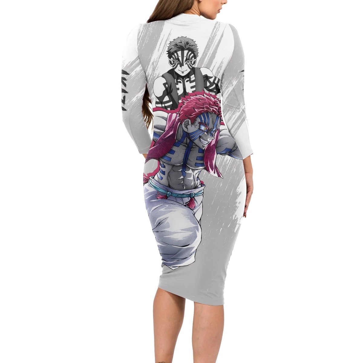 Akaza Long Sleeve Bodycon Dress Demon Slayer TS04 - The Mazicc - Long Dress - S - White